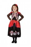 Toddler Day of the Dead Costume, Black, Dress & Headband, T2 