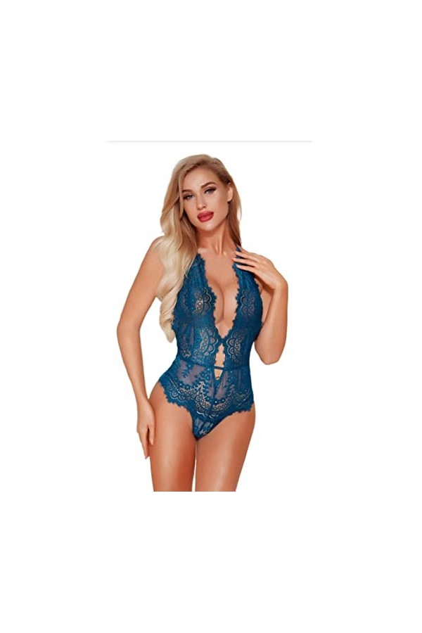 JINZIJINYU Lingerie Sexy Femme Coquine Hot Lingerie Femme Sexy Dentelle Évider Perspective Sexy Body Noir M