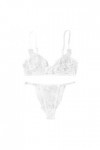 DUHGBNE Dentelle G-string Bralette Bustier Soutien-Gorge Sexy Fleurs Broderie Thong Sexy Femme Lingerie, Blanc., M