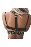 Harnais de corps à rivet pour femme - Lingerie porte-jarretelles en cuir gothique - Pour festival, club, Halloween, fête de N