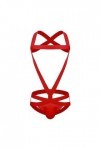 AYAZER Harnais Jockstrap élastique pour Homme, sous-vêtement Justaucorps Sexy, String, col Licou, Costume Une pièce, Rouge, L