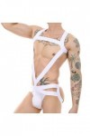 AYAZER Harnais Jockstrap élastique pour Homme, sous-vêtement Justaucorps Sexy, String, col Licou, Costume Une pièce, Rouge, L