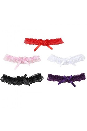 RDWESZOD 5 PCS Femmes Filles Mariage Bridal Lace Garter Bowknot Garter, Floral Ceinture Leg Ring Set, multicolore, M