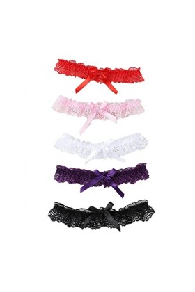 RDWESZOD 5 PCS Femmes Filles Mariage Bridal Lace Garter Bowknot Garter, Floral Ceinture Leg Ring Set, multicolore, M