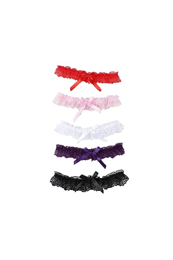 RDWESZOD 5 PCS Femmes Filles Mariage Bridal Lace Garter Bowknot Garter, Floral Ceinture Leg Ring Set, multicolore, M