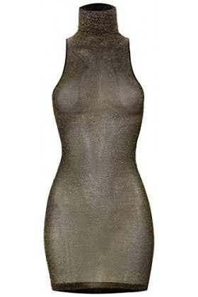 Leg Avenue 86101 Robe en Maille Lurex Or Noir Taille Unique EUR 34-38