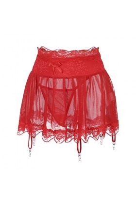 Porte-Jarretelles Sexy Dentelle avec 4 Clips Métalliques Guepière Grande Taille Porte Jartelle Taille Haute Jarretelle Linger