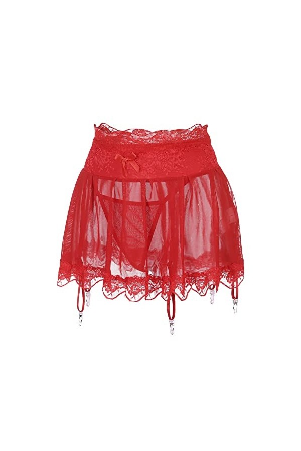 Porte-Jarretelles Sexy Dentelle avec 4 Clips Métalliques Guepière Grande Taille Porte Jartelle Taille Haute Jarretelle Linger