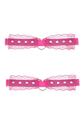 DOKLY Lot de 2 porte-jarretelles élastiques en cuir style punk gothique en forme de cœur pour femme