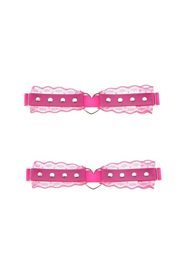 DOKLY Lot de 2 porte-jarretelles élastiques en cuir style punk gothique en forme de cœur pour femme