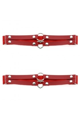 Lot de 2 porte-jarretelles élastiques en cuir punk en forme de cœur pour femme - Porte-jarretelles gothique hip-hop - Bijoux 