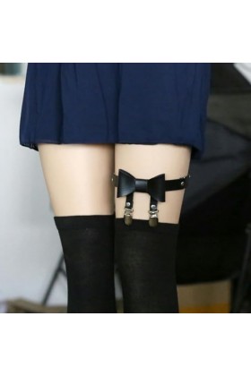 DOKLY Lot de 2 porte-jarretelles élastiques en cuir avec clips antidérapants, style punk, hip-hop, bijoux de corps, porte-jar