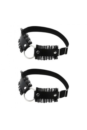 DOKLY Lot de 2 porte-jarretelles élastiques en cuir style punk gothique en forme de cœur pour femme