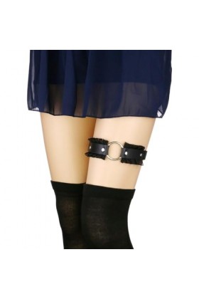 DOKLY Lot de 2 porte-jarretelles élastiques en cuir style punk gothique en forme de cœur pour femme