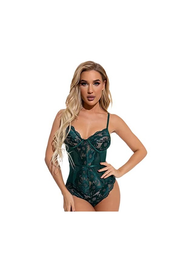 JINZIJINYU Lingerie Sexy Femme Coquine Hot Sexy Dentelle Lingerie Dentelle Body Femme Blanc Xl