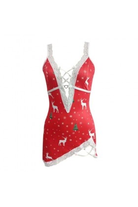 Pdakieyxnd sous-Vetements de Noël Feminins Sexy Féminin Dentelle Tenue Érotique Noir String Sensuelle Rouge Valentin Coquin S