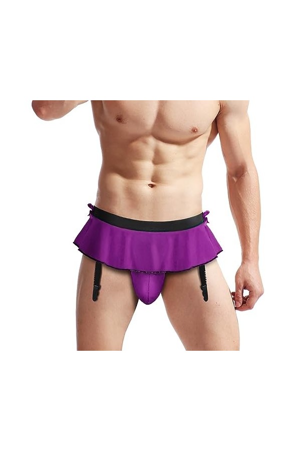 SINROYEE String pour homme Sissy Culotte Bikini Slip Sexy Girly Sous-vêtements, violet, taille unique
