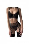 liaddkv Ensemble de lingerie sexy en résille pour femme en latex, Noir , M