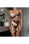 liaddkv Ensemble de lingerie sexy en maille élastique fine et transparente pour femme, Noir , XL