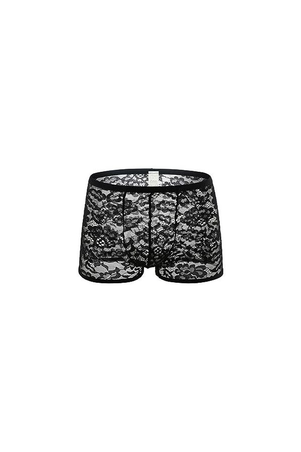 WEITING sous-vêtements Sexy en Dentelle pour Hommes, Boxer Transparent, Culotte avec Poche pour pénis, Lingerie Respirante, N