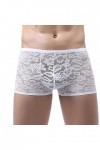 WEITING sous-vêtements Sexy en Dentelle pour Hommes, Boxer Transparent, Culotte avec Poche pour pénis, Lingerie Respirante, N