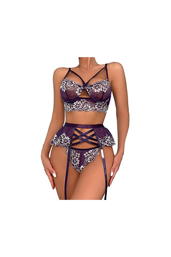 Lingerie Femme Sexy Ensemble Homme Sexy Hot y*2*k Femmes Mode sous-vêtements Sexy Lingerie Fronde Maille Creuse Bretelles Lin