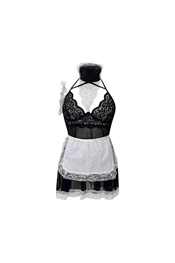 ADMAY Ensemble de sous-vêtements pour femme Sexy Dentelle Soutien-gorge Coton d12 Costumes Cosplay Femmes Sexy Cute Servant L