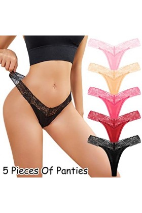 PANPANY Culottes pour Femme Femme Confortables sous Vetements Multipack String Slips Dentelle sans Couture Sexy Culotte Souti