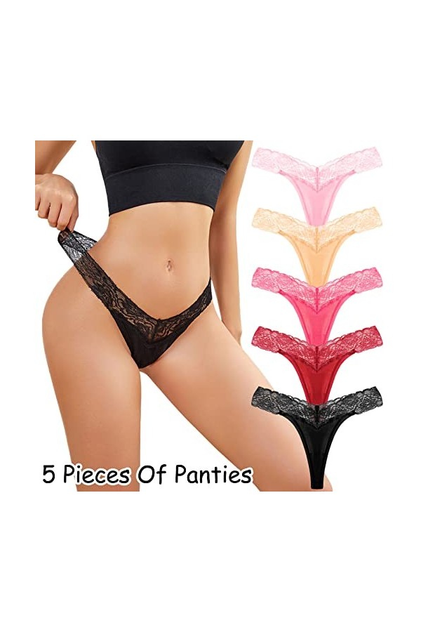 PANPANY Culottes pour Femme Femme Confortables sous Vetements Multipack String Slips Dentelle sans Couture Sexy Culotte Souti