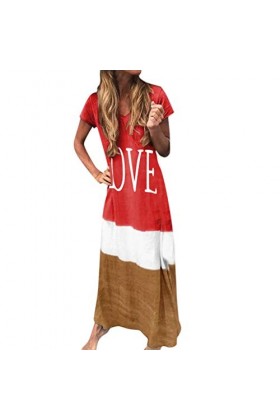 Jupe en Cuir Rouge Maxi Dress Block Daily Women V Tie-TEED Neck Sleeve Taille Robe pour Femmes Robe De Poupée Chère Red, S 