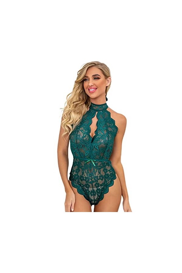 JINZIJINYU Lingerie Sexy Femme Coquine Hot Lingerie Sexy Perspective Dentelle Broderie Crochet Fleur Dentelle Body Lingerie V