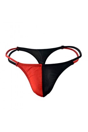Creamlin Sous-vêtement sexy pour homme - String transparent à rayures, rouge, taille unique