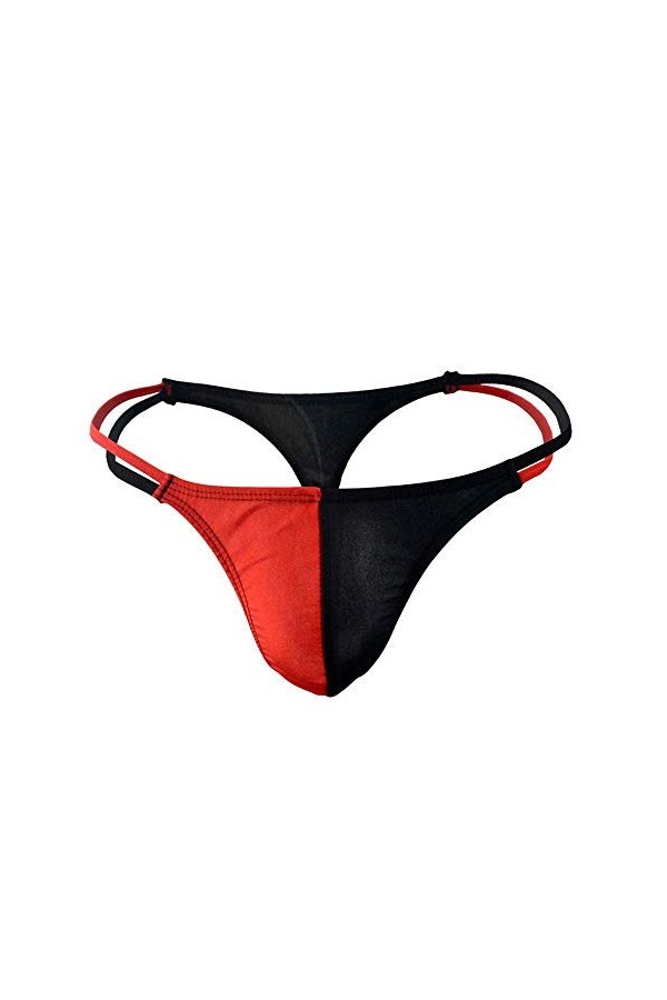 Creamlin Sous-vêtement sexy pour homme - String transparent à rayures, rouge, taille unique