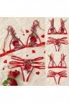 ZHIYU Lingerie sexy en dentelle pour femme - Rose - Bralette - Bralette - String - Broderie - Bustier rouge - Lingerie sexy, 
