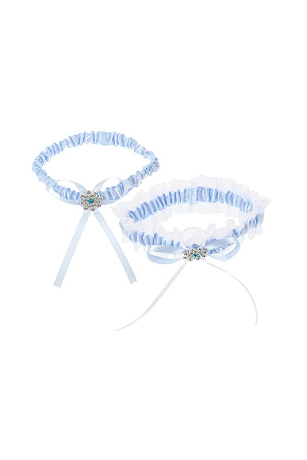 Didiseaon 1 Ensemble Jarretière en Dentelle De Mariée Blanc Costume De Bal Décor Bleu Tenue Dentelle Fleur Jarretière Anneaux