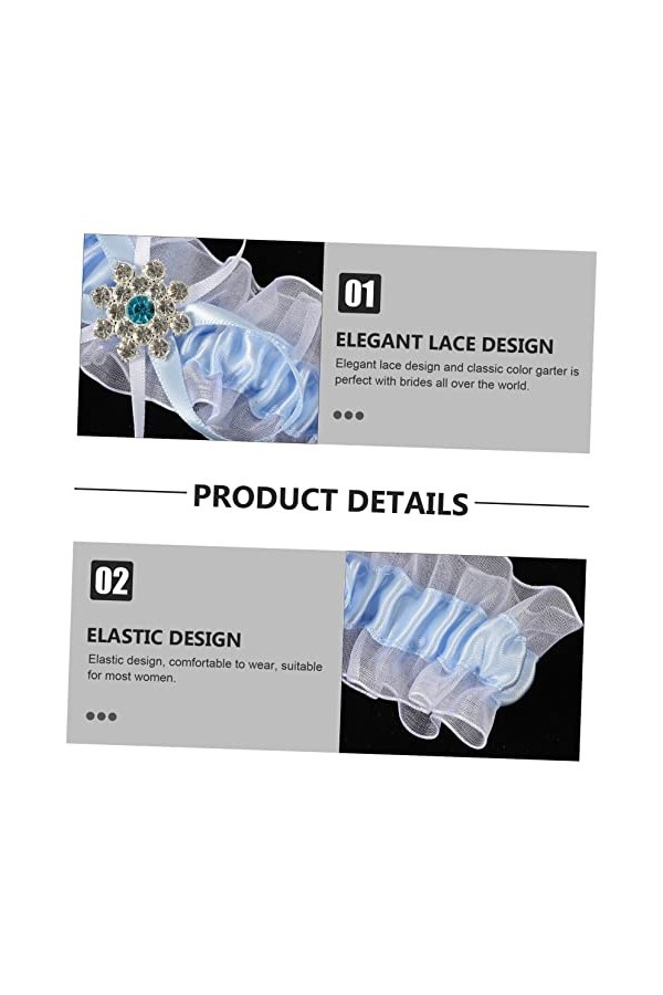 Didiseaon 1 Ensemble Jarretière en Dentelle De Mariée Blanc Costume De Bal Décor Bleu Tenue Dentelle Fleur Jarretière Anneaux