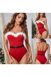 Fulidngzg Lingerie sexy pour femme pour le sexe pour le sexe Teddy - Sous-vêtements rouges de Noël - Lingerie de Noël - Costu