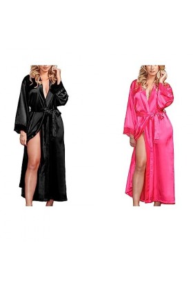 vreplrse Robe de Nuit Vêtements de Nuit Sexy Ceinture Peignoir Fabrication soignée Conception de Dentelle Vêtements de ménage