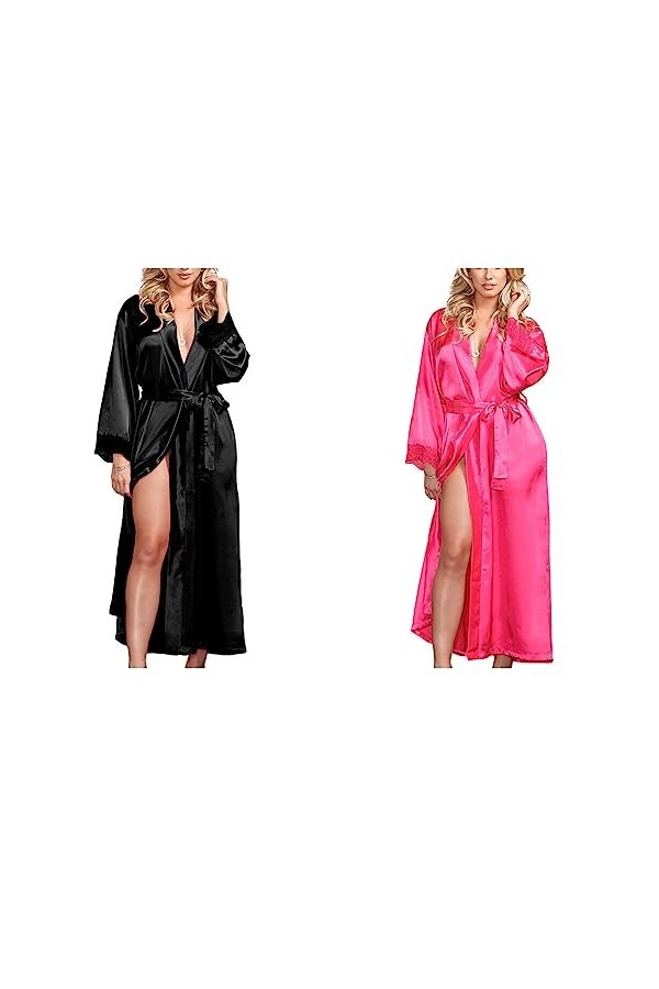 vreplrse Robe de Nuit Vêtements de Nuit Sexy Ceinture Peignoir Fabrication soignée Conception de Dentelle Vêtements de ménage