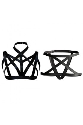 Tiuimk 1 ensemble de harnais gothique en nylon élastique pour femme - Multicolore - Taille unique, Multicolore., taille uniqu