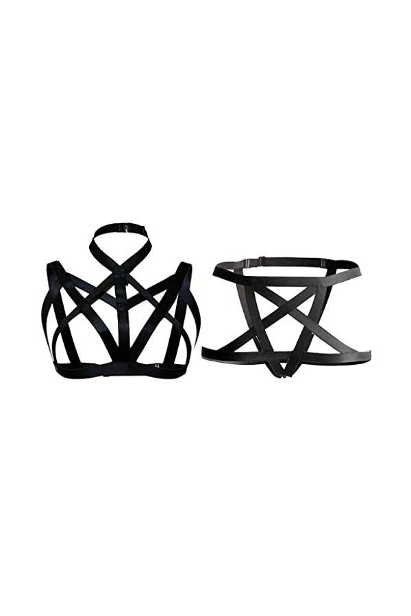 Tiuimk 1 ensemble de harnais gothique en nylon élastique pour femme - Multicolore - Taille unique, Multicolore., taille uniqu