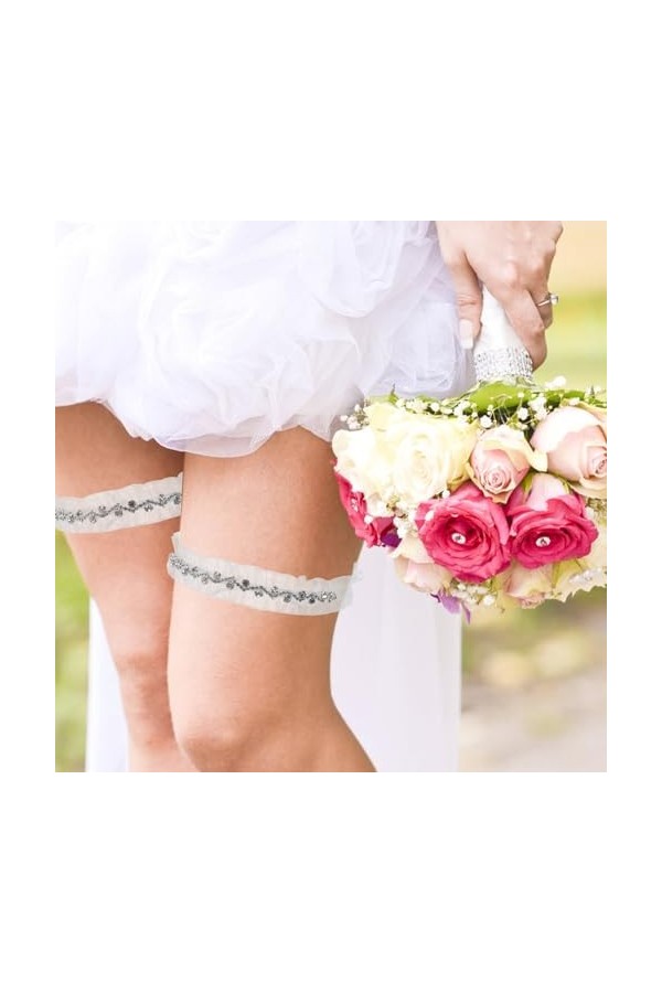 LIFKOME 2 Pièces Jarretière De Mariage Mariée Jarretelles En Dentelle Pour Femmes Porte-jarretelles De Mariage Harnais De Jam