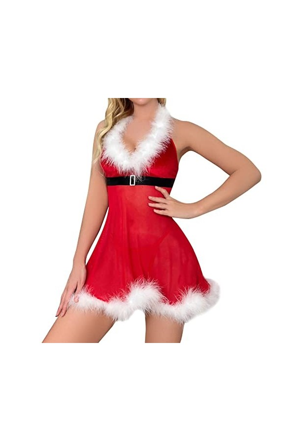 liaddkv Costume de Noël COS - Boule de Noël - Jeu de rôle - Ensemble amusant - Robe de Noël pour femme rouge, M 