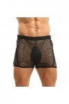 WSZJLN Résille Sexy Boxers Transparent Noir Nouveaux sous-Vêtements Maille Short Ample Hommes Respirant Voir À Travers Taille