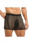 WSZJLN Résille Sexy Boxers Transparent Noir Nouveaux sous-Vêtements Maille Short Ample Hommes Respirant Voir À Travers Taille