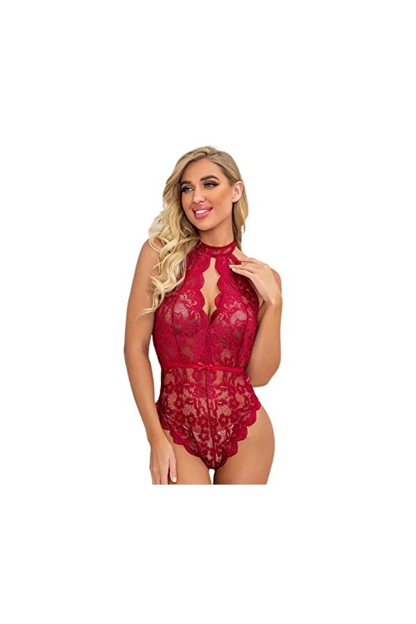 JINZIJINYU Lingerie Sexy Femme Coquine Hot Lingerie Sexy Perspective Dentelle Broderie Crochet Fleur Dentelle Body Lingerie V