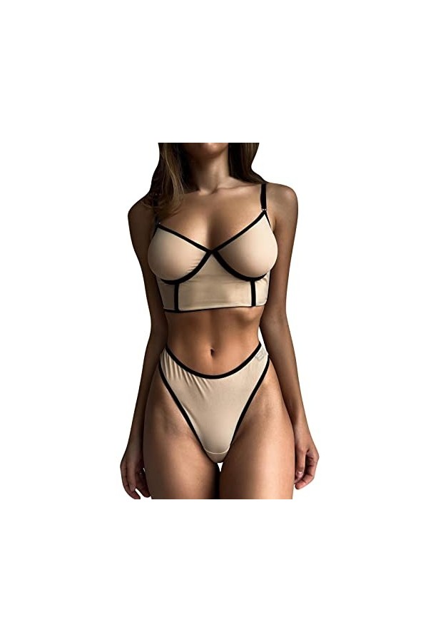 Ensemble Lingerie De Nuit Femmes Soutien-Gorge en Maille Sexy Dentelle Maille Voir à Travers Les sous-vêtements Ensemble de D