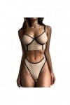 Ensemble Lingerie De Nuit Femmes Soutien-Gorge en Maille Sexy Dentelle Maille Voir à Travers Les sous-vêtements Ensemble de D