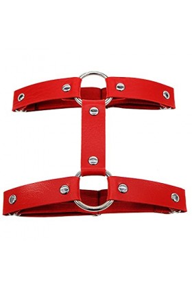 Mengsiy Cuir Punk Jarretières Femmes Jambe Anneau Bretelles Bretelles Et O-Ring Jambe Corps Harnais Bijoux Jarretières for Fe