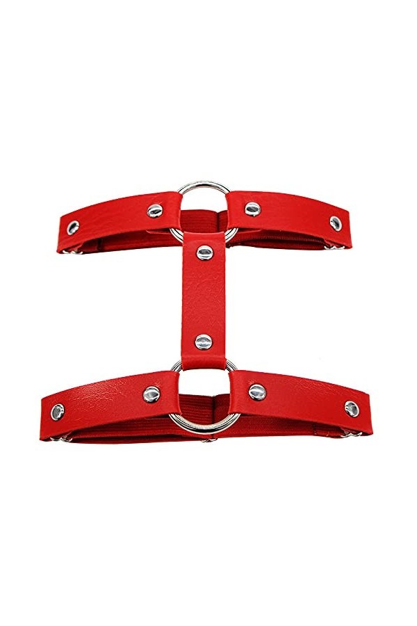 Mengsiy Cuir Punk Jarretières Femmes Jambe Anneau Bretelles Bretelles Et O-Ring Jambe Corps Harnais Bijoux Jarretières for Fe